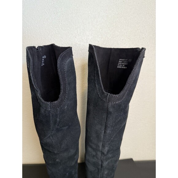 Naughty Monkey Black Leather Over the Knee Hidden Wedge Zip Boots Women Size 7.5 - Picture 6 of 11